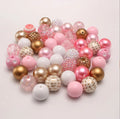Wholesale 50pcs 20mm Bubblegum Acrylic Beads Popular Bulk Pink Chunky Gumball Beads with 18K Gold Plating for Jewelry Making