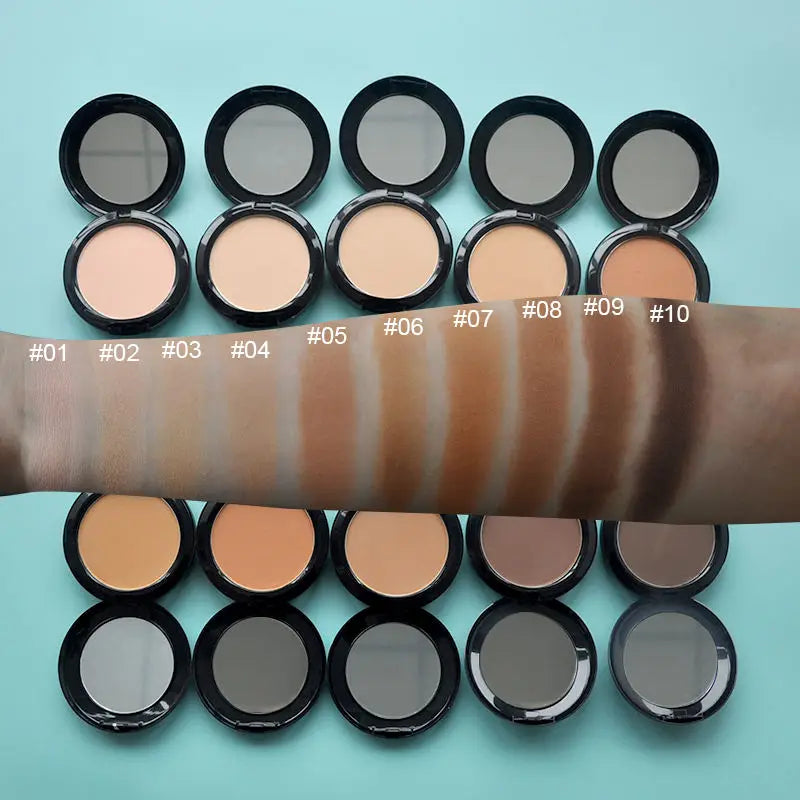 Private Label 10 Color Matte Finish Low Moq Setting Pressed Powder Vegan and Cruelty Free Face Makeup Compact Powder