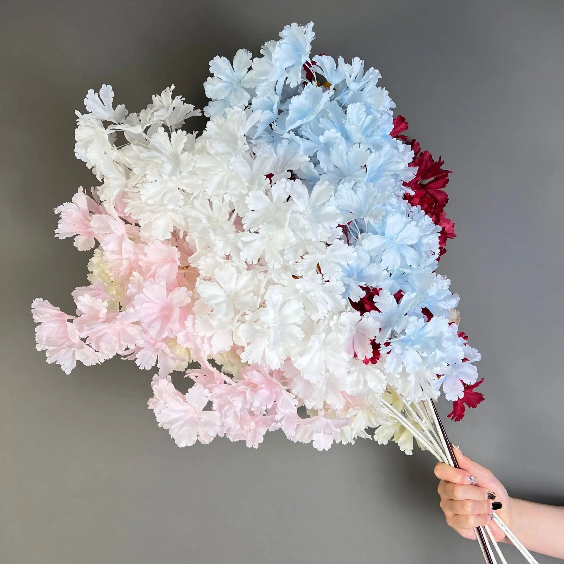 2023 Hor Selling Wholesale Artificial Cherry Blossom Flower White Wedding Flowers Silk Flowers for Decoration
