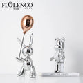 Flolenco Electroplated Ceramic Decoration Animal Sliver Rabbit Porcelain Luxury Home Decor Ceramic Home Decor Accessories