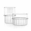 High Borosilicate Glass Cup Vertical Ribbed Stackable Clear Water Coffee Dessert Tumbler Modern Home Kitchen Dining Tableware MegaBDM