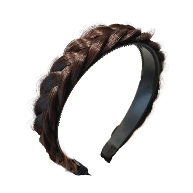 Fashion Korean Women Wig Hair Accessories Synthetic Twist Wig Fluffy Fish Bone Braided Hair Headband Hair Hoop for Girls
