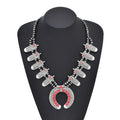 Bohemian Vintage Leaves Beads Necklace Moon Pendant statement Choker for Women Girls Ethnic Gift