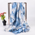 2024 Stock Wholesale New Lady Silk Scarf Fashion Retro Lotus Pattern Printing 90*90 Satin Large square Scarf