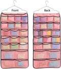 Dual-Sided Hanging Closet Organizer 42 Mesh Pockets Metal Hanger Oxford Storage Bags for Tools Convenient Organizing Solution