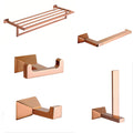 Modern Home Bathroom Accessories Set Brushed Rose Gold Finish Wall Mounted Shower Shelf Toilet Paper Holder Towel Rack Hook Set