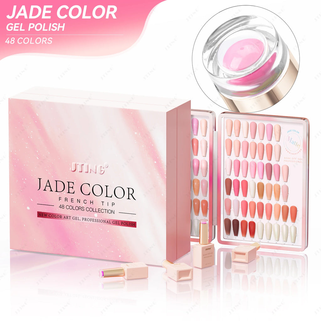 JTING Hot Popular French Nail Jade 48color pink Collection Gel Nail Polish Free Color Book Box OEM Unique Private Brand logo