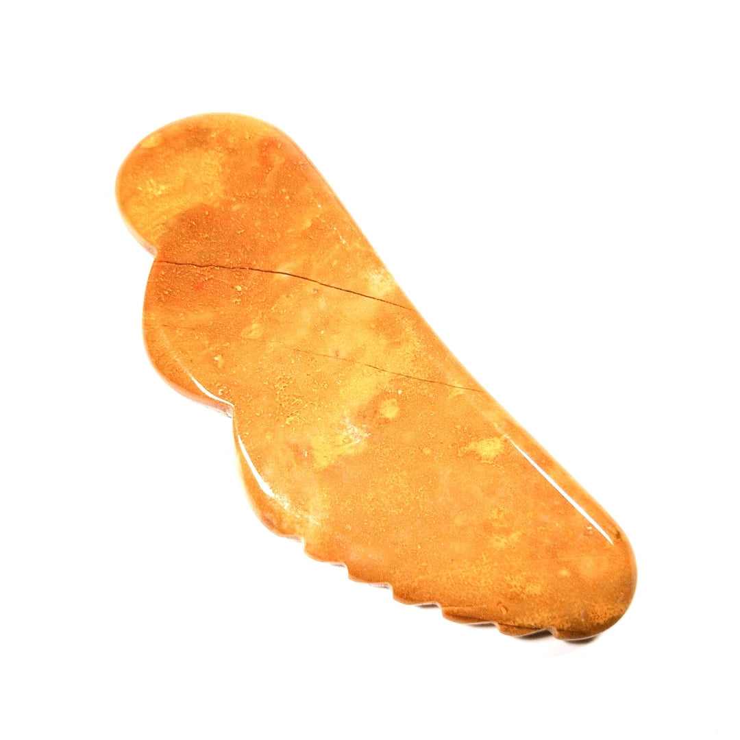 Huiying Facial Gua Sha Board New Wing Shape Jagged Customized Mookaite jasper Massage