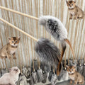 Fun Interactive Wood Stick Cat Toy Kitten Mouse Toy With Rabbit Fur Durable Pet Product With Animal Fur Material