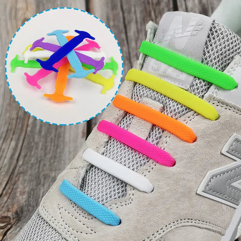 Lazy Shoelaces Adult Children Color Men's and Women's Silicone Elastic Leisure Sports Flat Shoelaces
