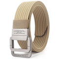 Outdoor Double-ring Zinc Alloy Buckle Custom logo Woven Nylon Breathable Canvas Belt Men's Sports Wear-resistant Fashion Belt