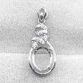 Sterling Silver 8*10mm Semi Mount Pendant Empty Frame Blank Support Setting S925 Base Holder Without Center Stone for DIY Inlay