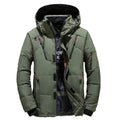 Wholesale Men's Custom White Duck Down Jacket Plus Size Winter Puffer Coat With Turn-Down Collar and Hood