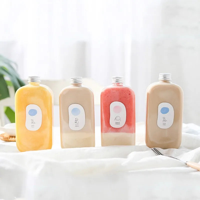 350ml 400ml Plastic PET Juice Beverage Bottles With Lids for Juicing Smoothie Drinking Cold