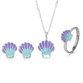 Cute Seaside Earrings for  Shell Girl Pendant 925 Silver Jewelry Ring