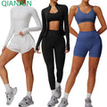 2025 New Sports High Waist Leggings Yoga Wear Workout Sportswear Womens Gym Fitness Zipper Jacket Yoga Sets
