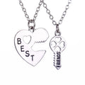2025 Creative Versatile Best Friends Necklace Key Lock Peach Heart Shape Friendship BFF Necklace