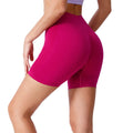 Women's High Waist Nylon Spandex Yoga Shorts Seamless Biker Scrunch Tummy Control Gym Workout Yoga Shorts