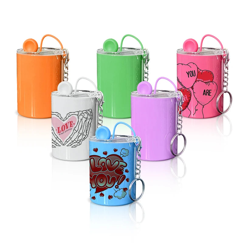US Warehouse RTS Sublimation Laser Engraving Colored 3oz Straight Shot Glass Tumblers with Key Chains and Metal Straw 48pcs/ctn