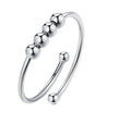 Women's Stainless Steel Solid Spinner Ring Long Color Silver Gold Plated Adjustable Finger Beads Anti-Anxiety Fashion Accessory