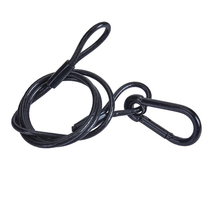 Black 4mm Medium Duty Safety Cable with Standard Size Spring Hook Stainless Steel Cables with Electroplated  Carabiner