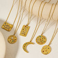 NS1390 Non Tarnish Funky Gold Plated Stainless Steel Colorful Multi Colored Rhinestone Moon Celestial Chain Necklace for Women