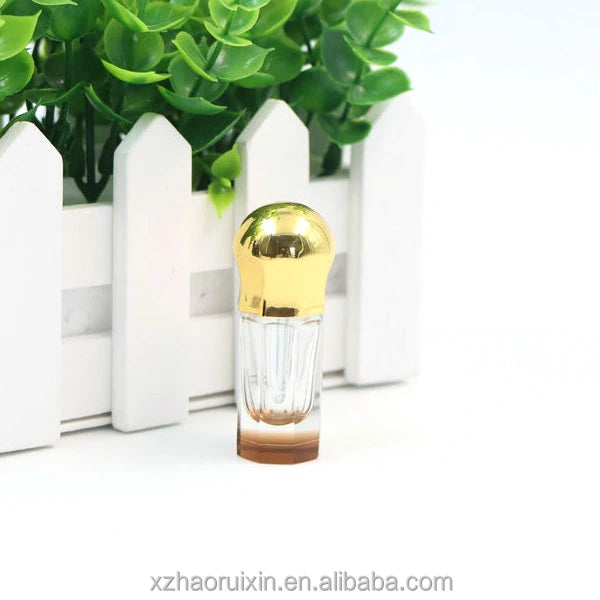 Wholesaler 3ml 6ml 12ml  Fancy Octagon Attar Glass Perfume Tester Bottles for Oud Oil with Golden Alloy Lid