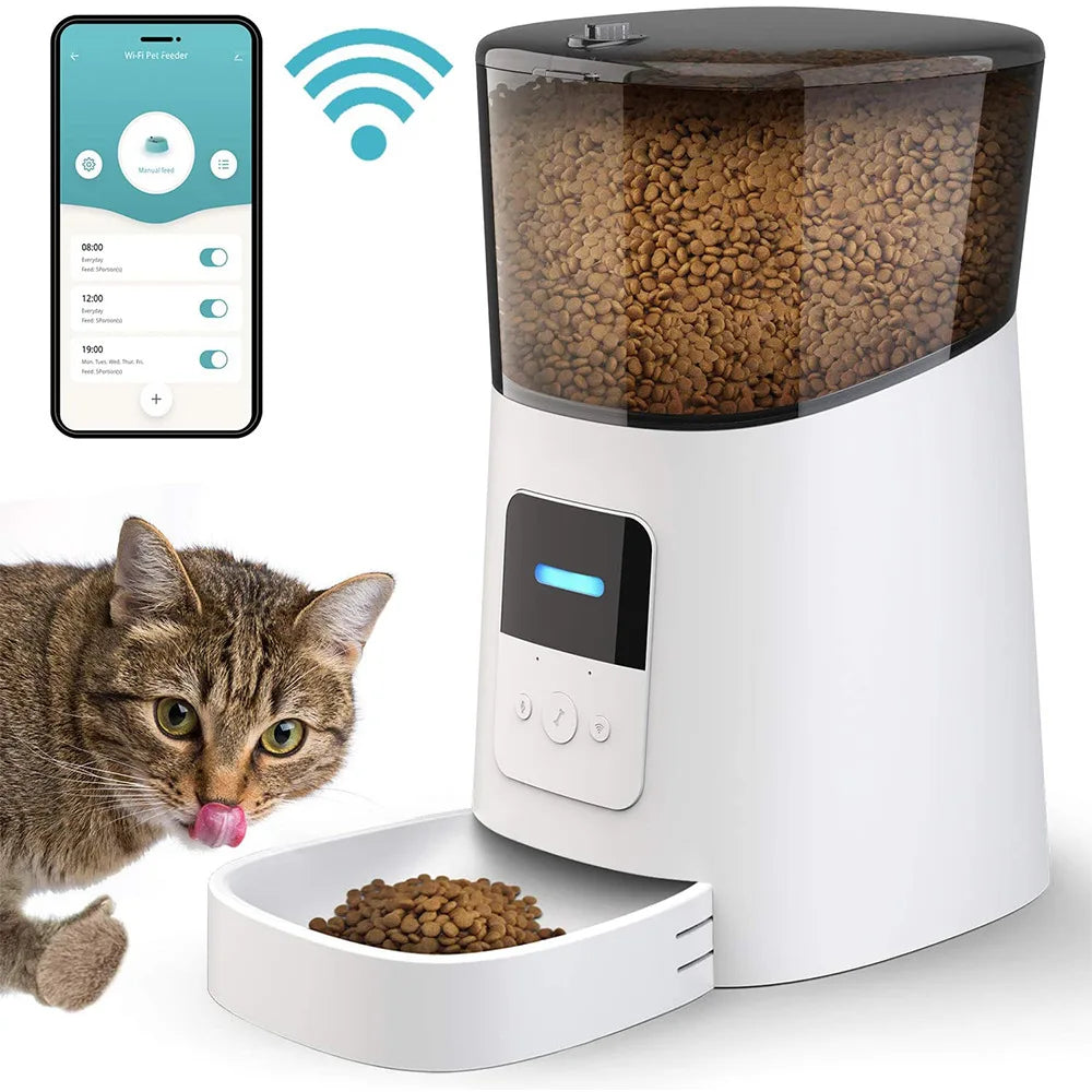 6L Wifi Smart Pet Feeder Timing Quantitative Large Capacity App Remote Feeding Bowls Cat Dog Pet Automatic Animal Feeders