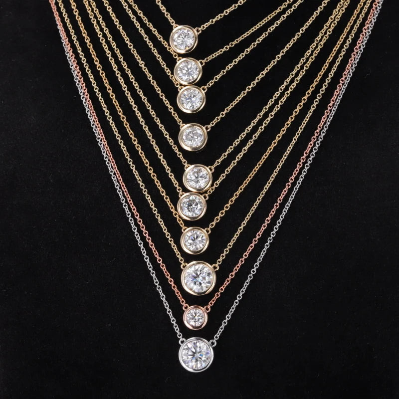 Starsgem Elegant Fine Jewelry 0.5CT 1.0CT IGI White Color Round Brilliant Cut Lab Grown Diamonds Necklaces for Women