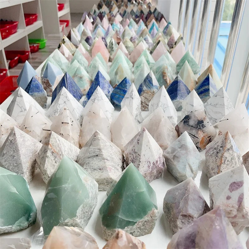 Rose Quartz Half-polished Tower Natural Healing Amethyst Ocean Jasper Rough Tower for Decor