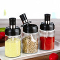 L Household Salt Seasoning Oil Honey Glass Bottle With Spoon Honey Stick Oil Brush Cover