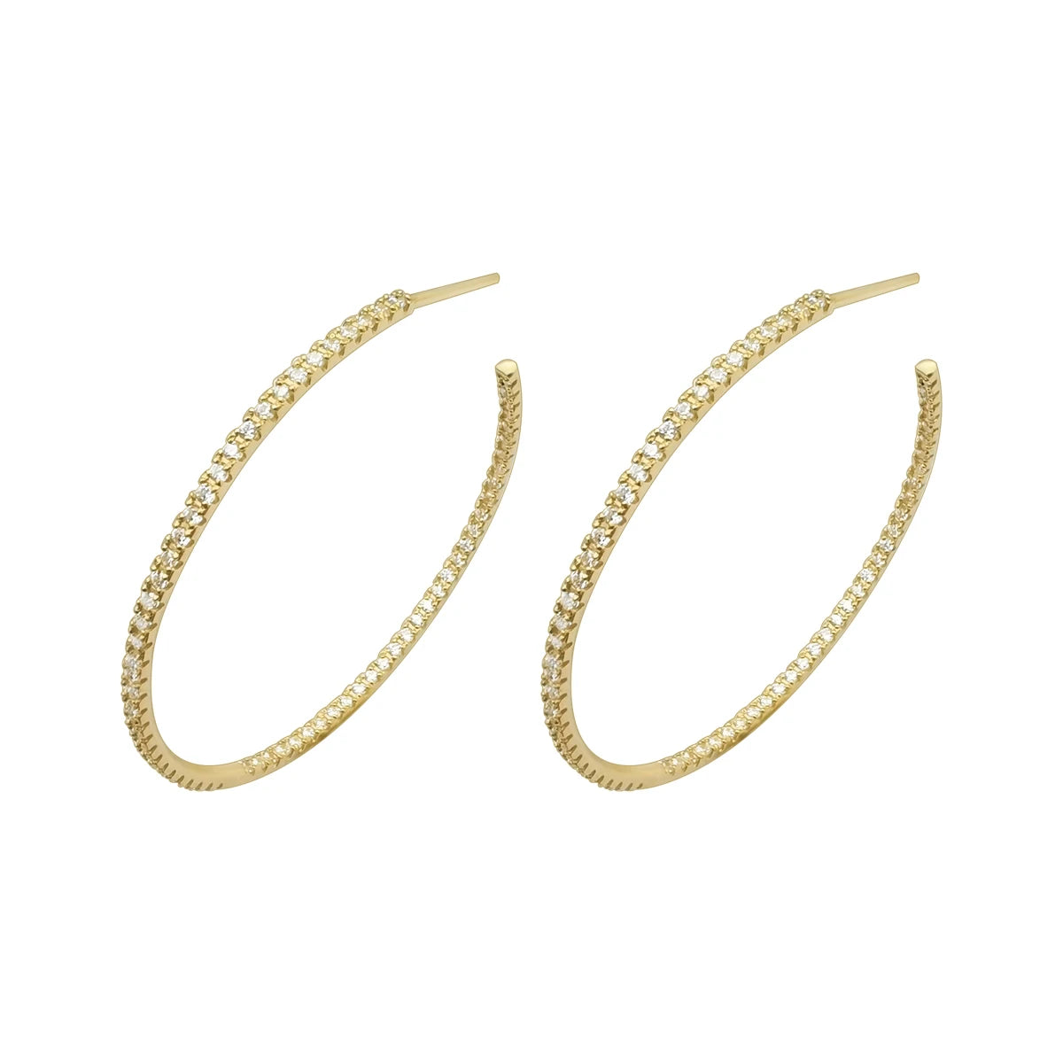 Professional Customized 9k Real Gold CZ Hoop Earrings Simple Big Tend Hoop Zircon Wedding Party Gift for Women Trendy Style