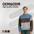 Custom  Men's Casual Korean Crewneck Sweater Set Autumn Trend Loose Dot Pattern Knitted Polyester Heather Color Anti-Pilling