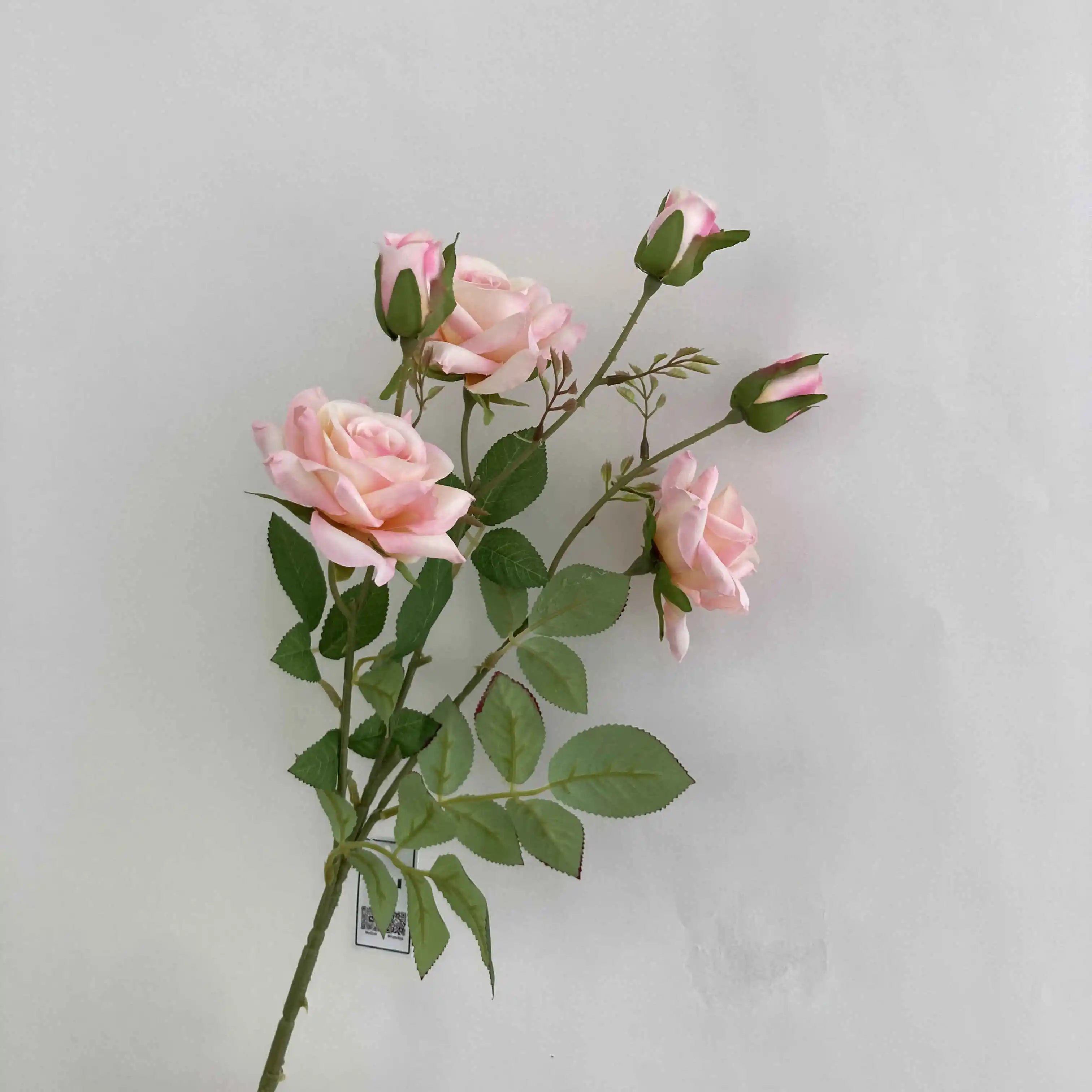 J-08225 Wholesale Artificial Diamond Rose Bush 6 Heads Silk Flower  Floral and Wedding Decoration Total Length 65cm