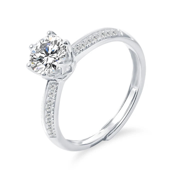 New Arrivals Fashion Design 925 Sterling Silver 0.5ct/1ct/2ct/3ct Moissanite Ring 18K White Gold Plated Rings for Wedding