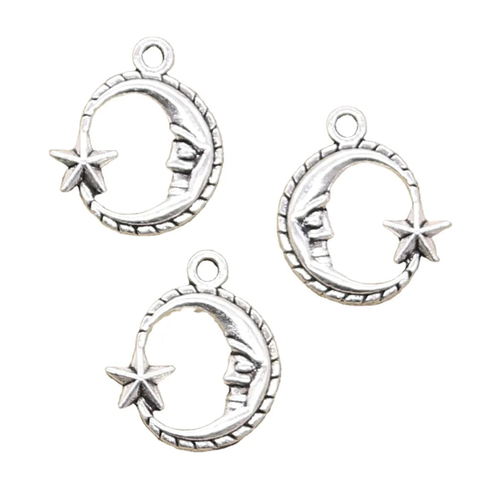 Moon Star 19x16MM Zinc Alloy Accessories Antique Silver Bronze Color Charms Pendant for Jewelry Making