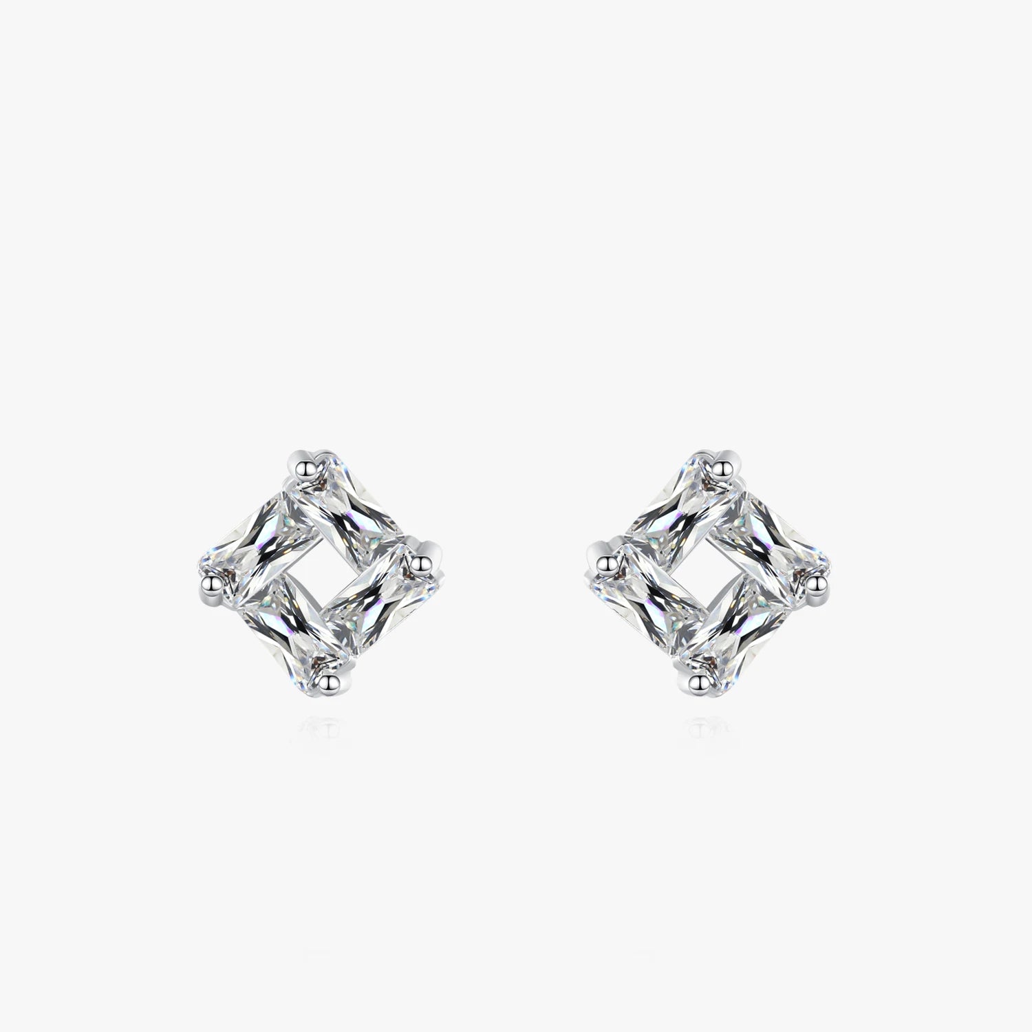 Ailmay 925 Sterling Silver Square Transparent Trapezoidal Ripple Earrings Clear Zircon for Women Girls Party Accessories Jewelry