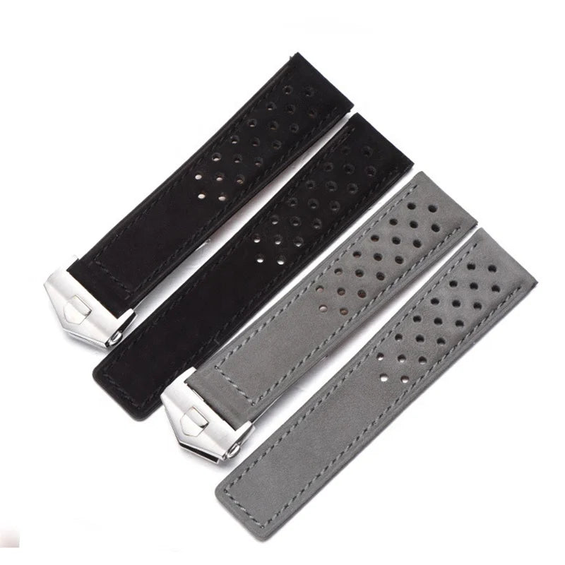 LAIHE High Quality Brown Calf Leather Watch Strap 22mm Pulseira De Couro Watchband for Carrera Monaco