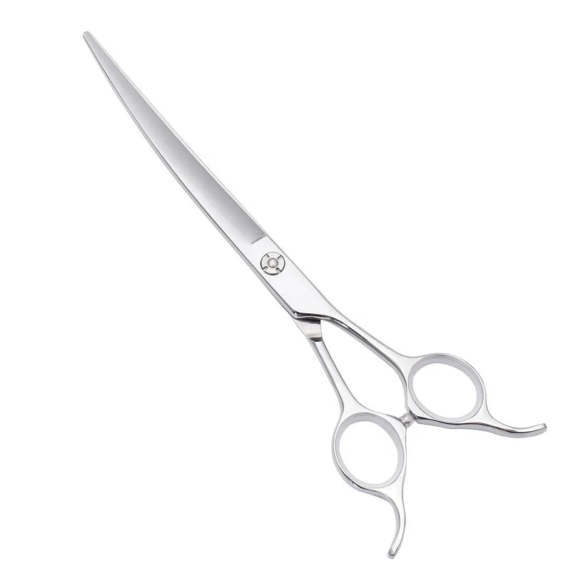 HUASIS AK-75Q Pet Grooming Shear Cleaning Hair Cut Curved Scissors for Dog Professional 440c 7.5Inch