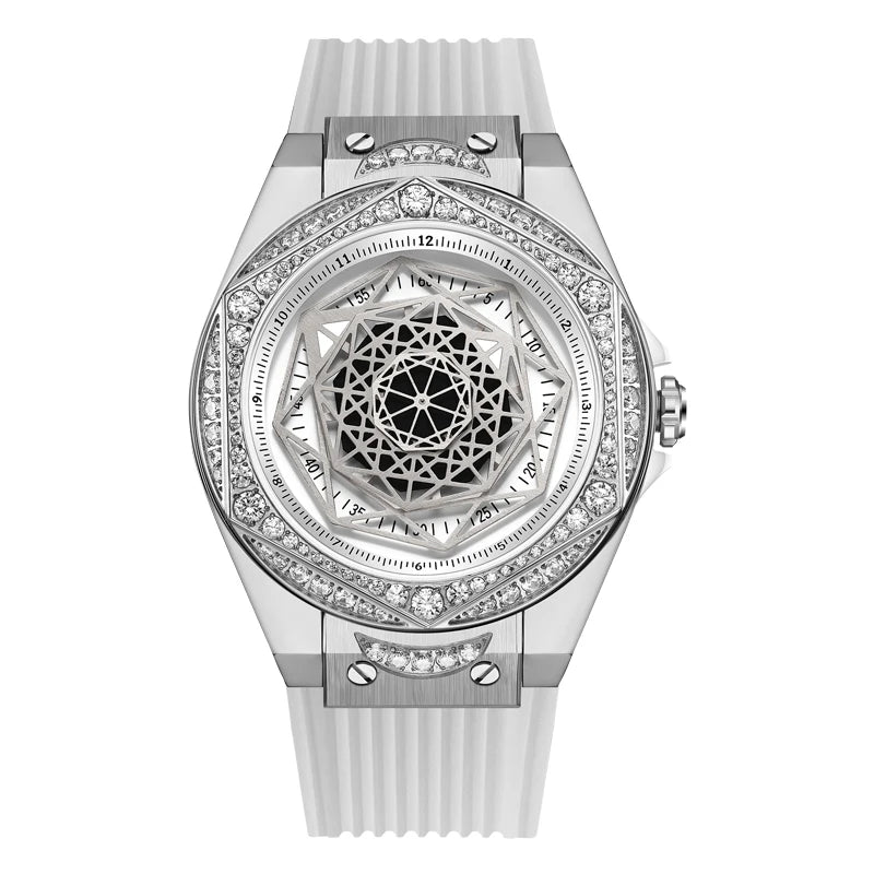 HANBORO Women's Elegant Luxury Quartz Watch Small Glass Dial Display with 22mm Silicone Band and Pointer