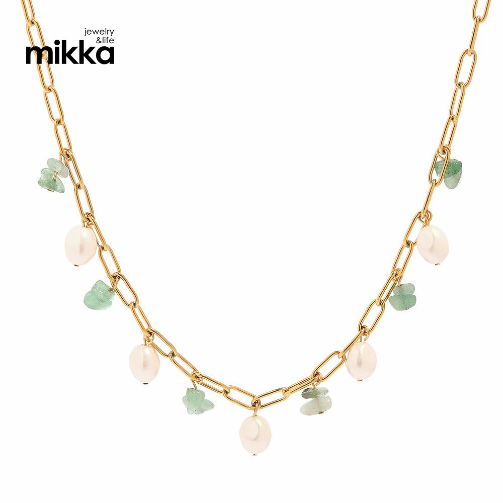 Light Luxury Natural Freshwater Pearl Pendant on a Titanium Stainless Steel Sweater Necklace Fashion Choker Necklace