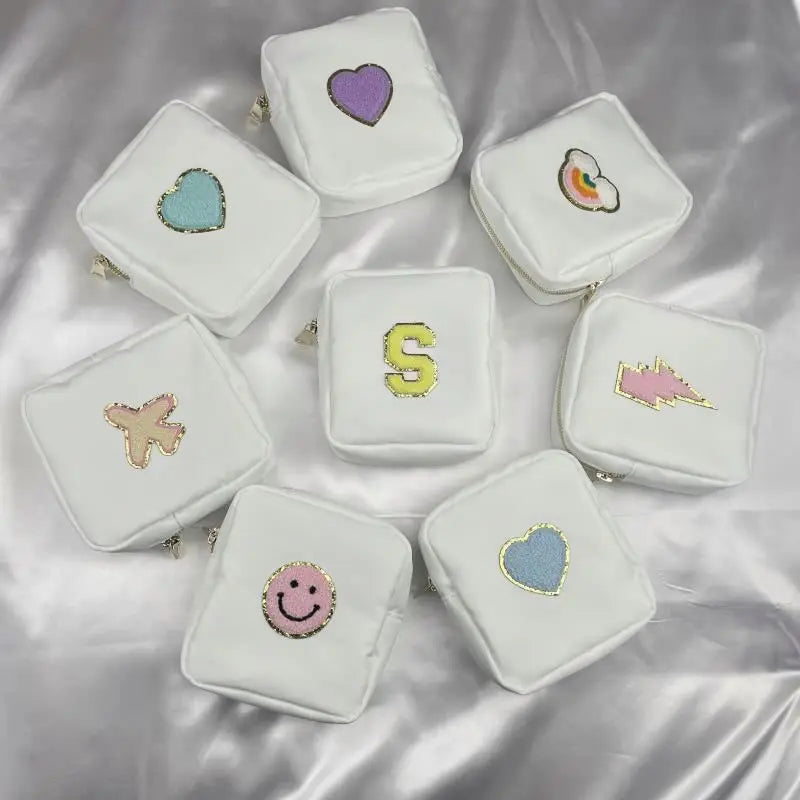 Stock Mini Multi Colors DIY Patches Puzzle Personal Nylon Cute Mini Square Waterproof Christmas Gift Pouch Designer Makeup Bags