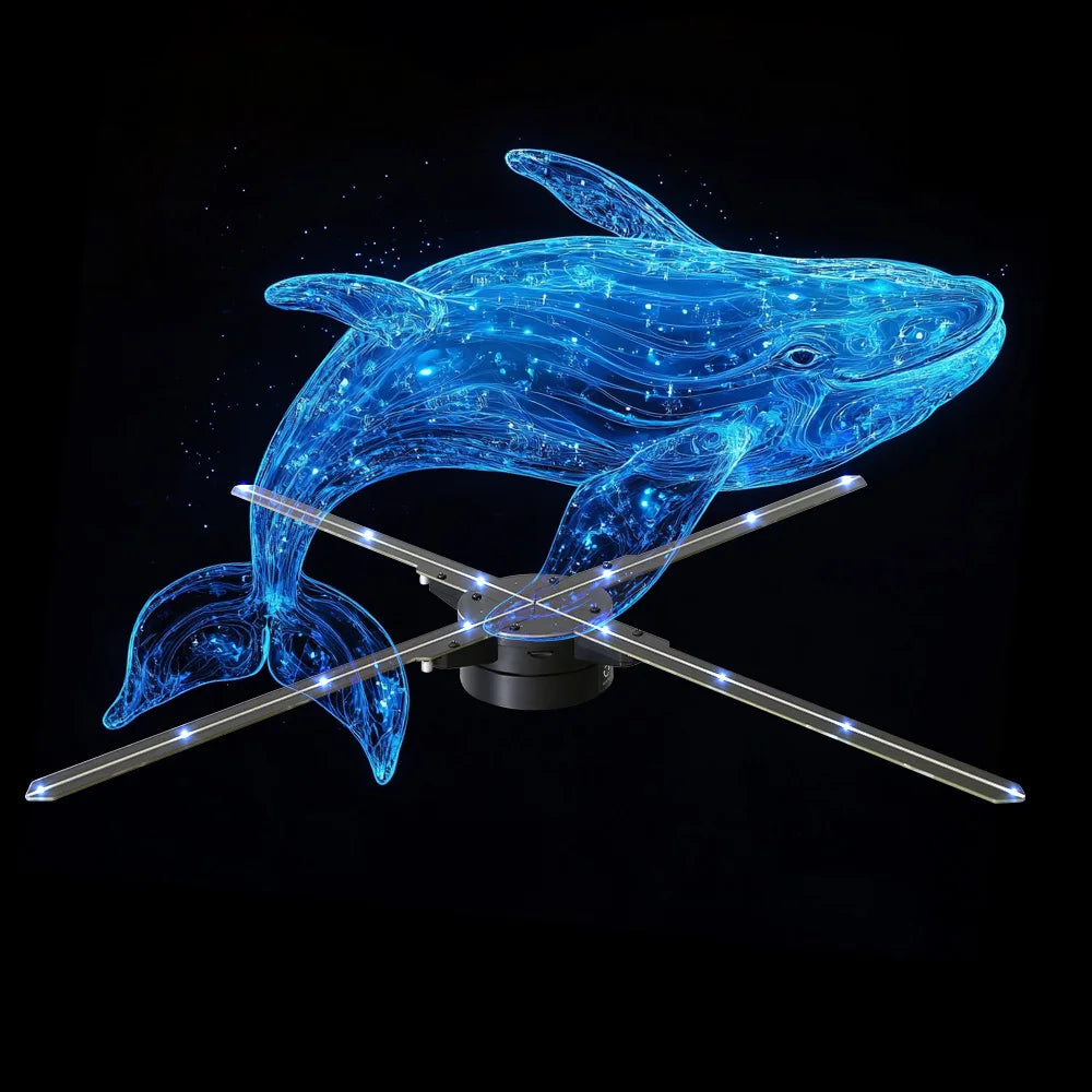 High Resolution 3D Hologram Fans With LED Display Projections for Effective Interactive Advertising in Retail Stores
