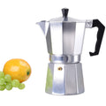 Espresso Maker Mini Strong Classic Italian Style 6-Cup Aluminum Moka Pot Lid Silver/Black Thermal Insulation 0-6 Hours Outdoor