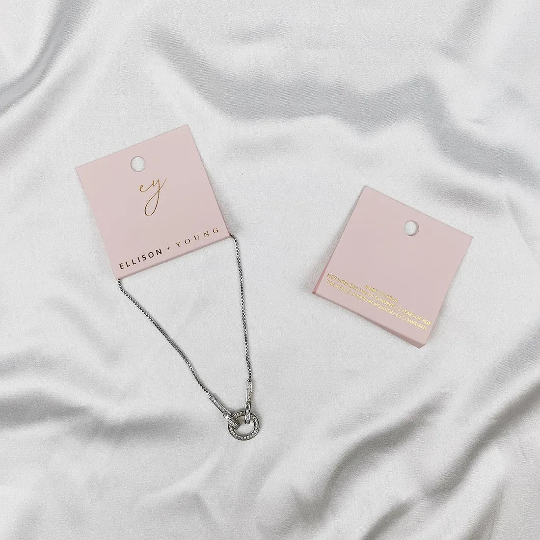 Elegant Small Pink Necklace Holder Card Fold Display Jewelry Container