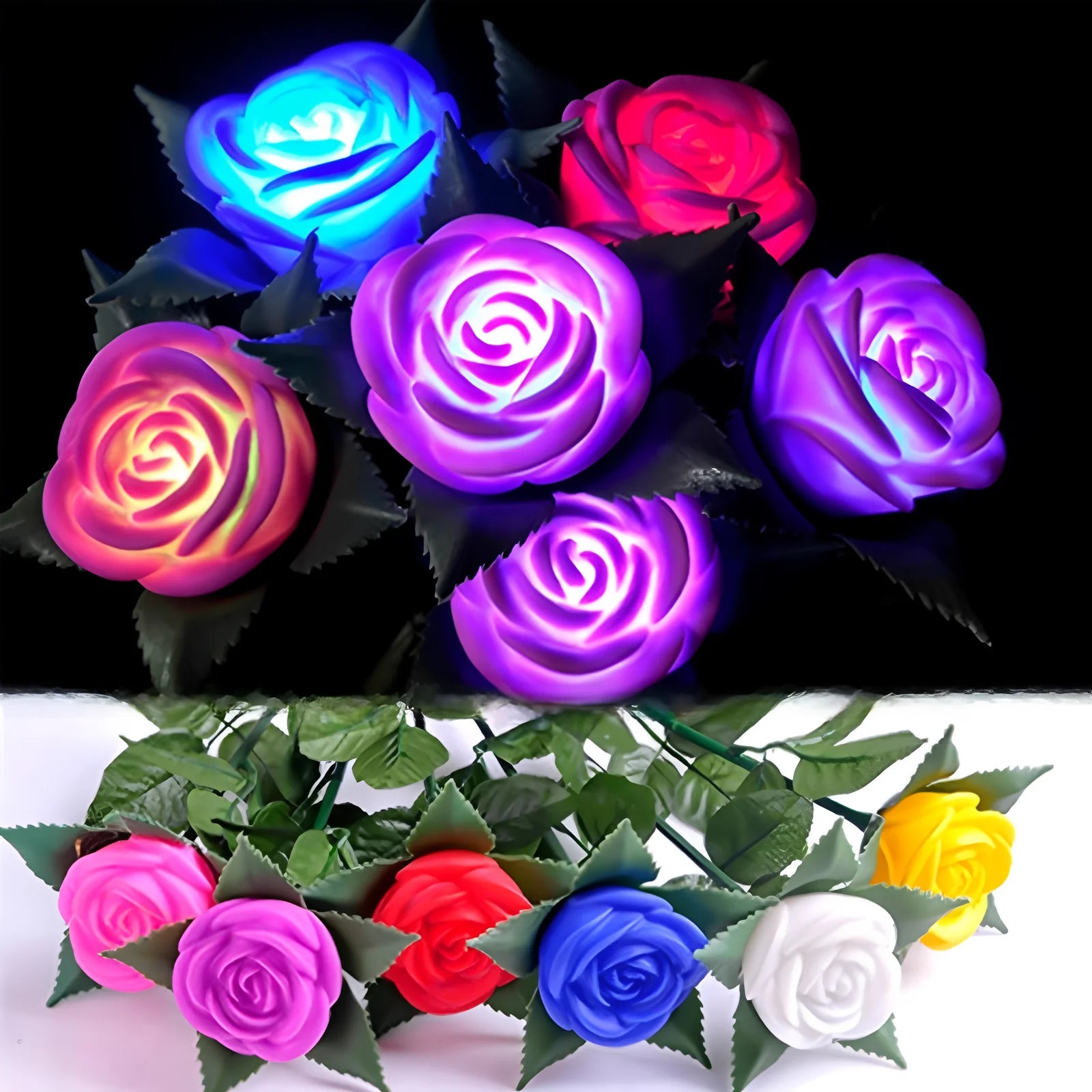 LED Glow Flower Bouquet Rave Concert Light up Artificial Rose Wedding Valentine's Day Decor Holiday Party Table Centerpieces