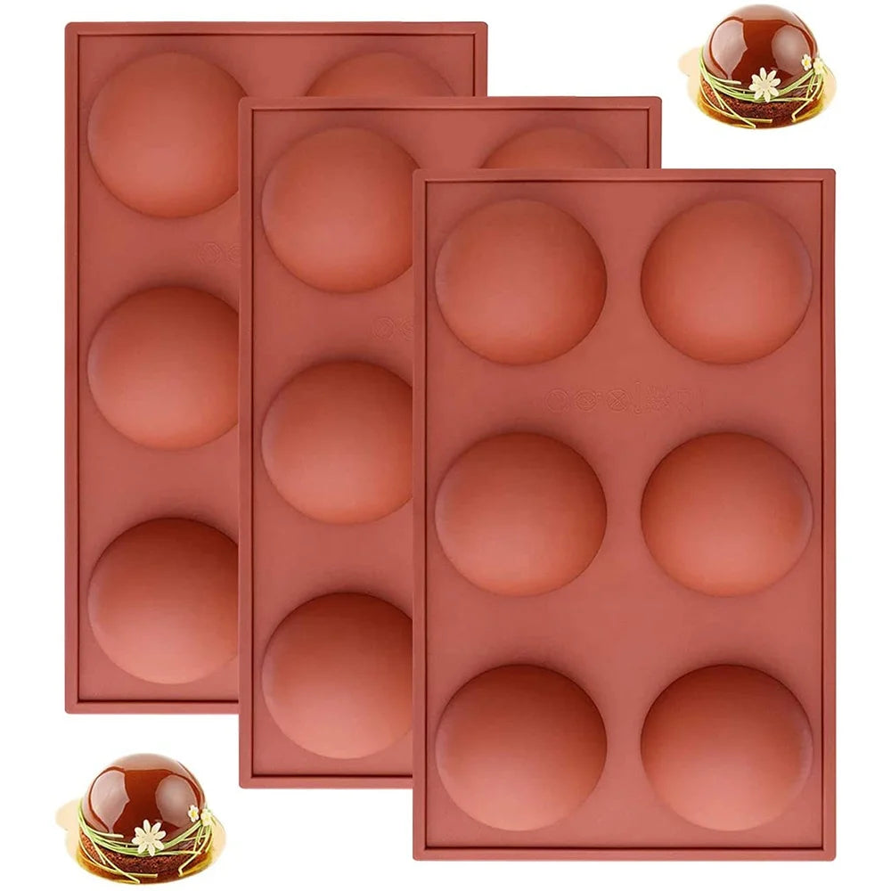 6 Grid Food Grade Silicone Resin Mold Concrete Sphere Hot Cocoa Chocolate Bombs Solid Molds