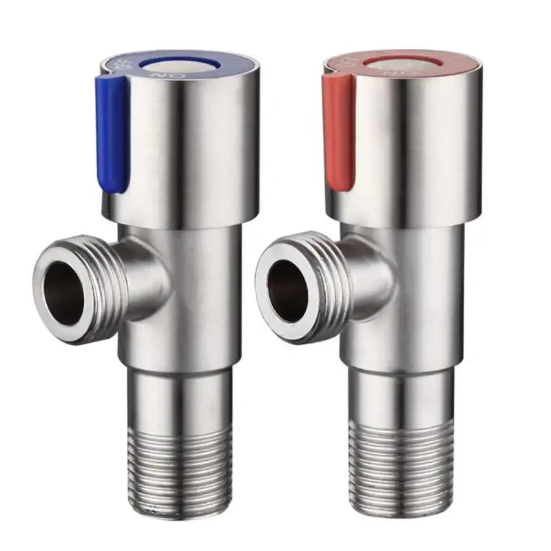 G1/2 Cold Hot Water Stop Valve Switch SUS304 Stainless Steel Angle Stop Valves Manual Power Bathroom Toilet Sink Copper Core