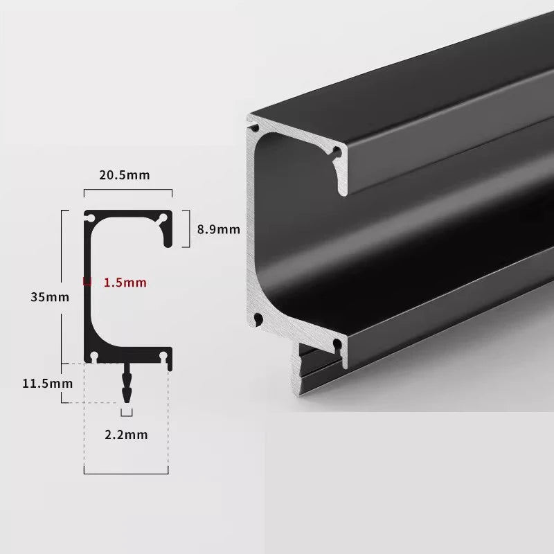 Modern and Simple G-shaped and L-shaped Invisible Built-in Cabinet and Wardrobe Handles Extended Cabinet Door Handles