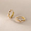 Round Circle Ear Rings Trendy 18K Gold Plated Small Pearl 925 Sterling Silver Hoop Earrings Fine Jewelry for Women Girls
